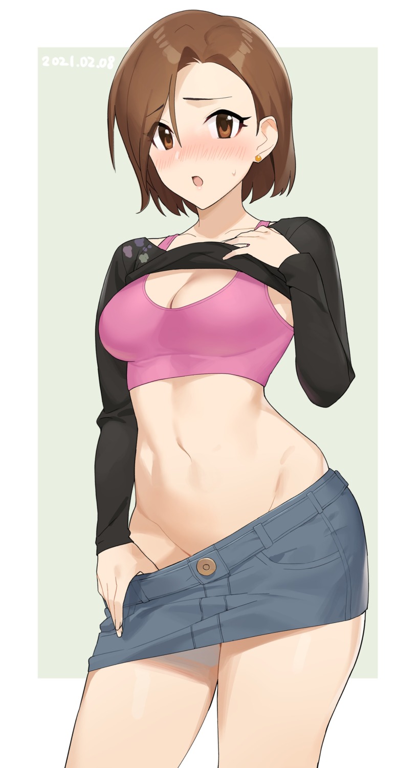 bra cleavage mizuki_seira nopan onao shirt_lift the_idolm@ster the_idolm@ster_cinderella_girls undressing