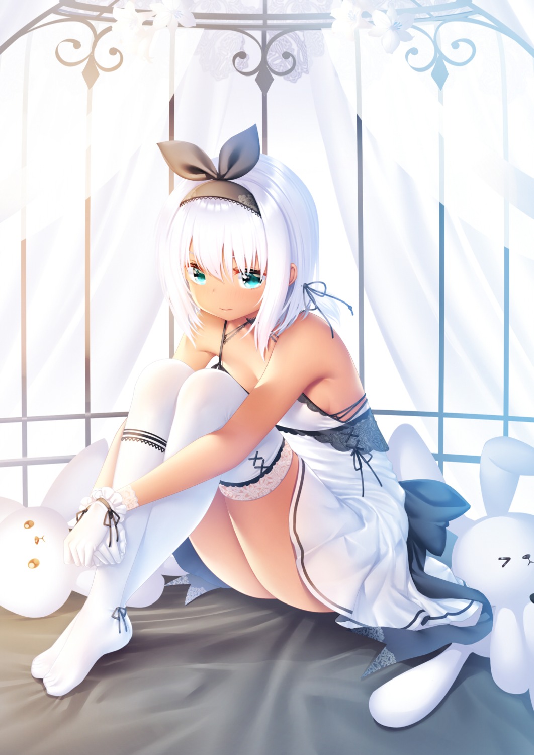 dress feet skirt_lift thighhighs zizi_(zz22)