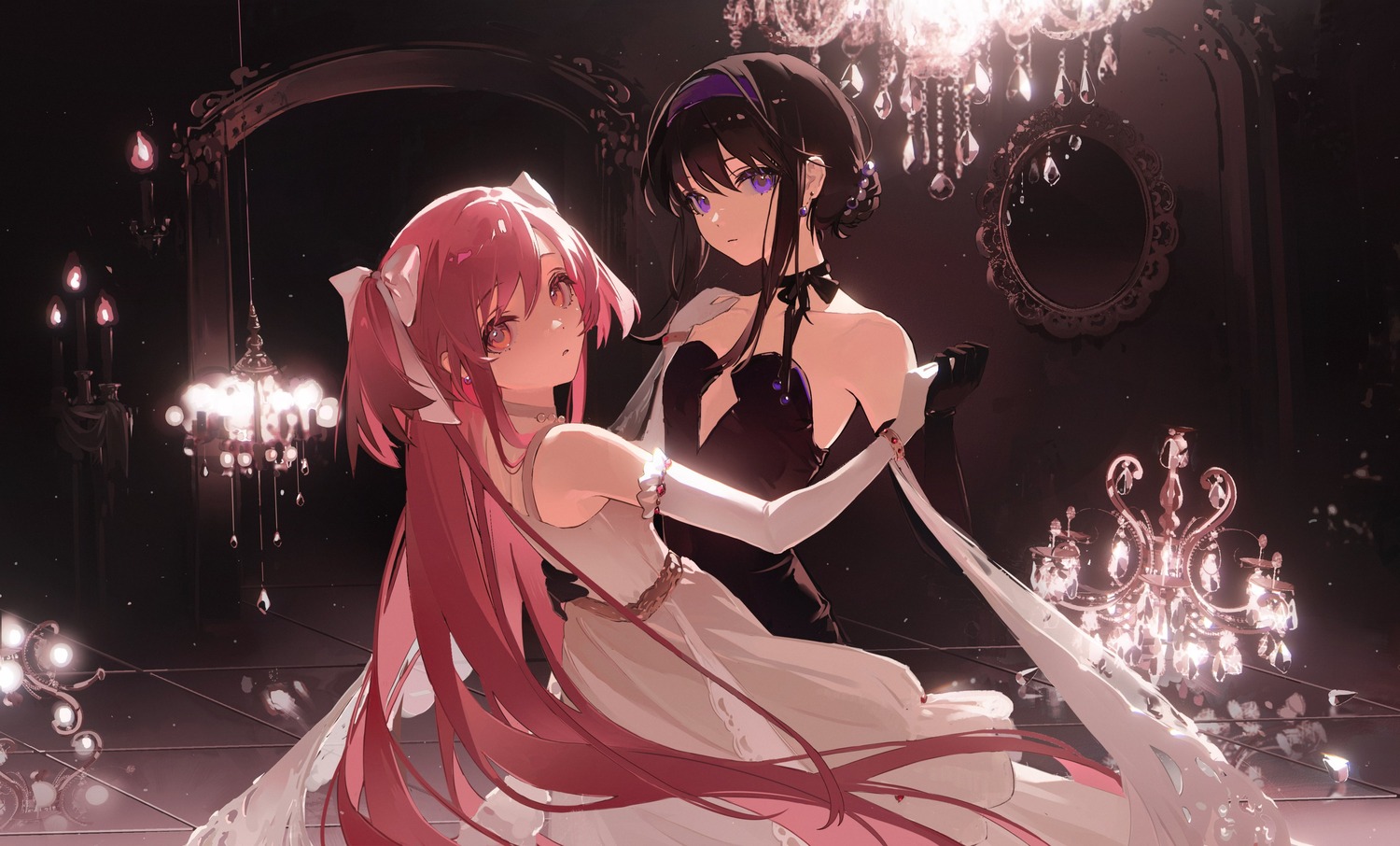 akemi_homura dress kaname_madoka no_bra puella_magi_madoka_magica sliencio ultimate_madoka yuri