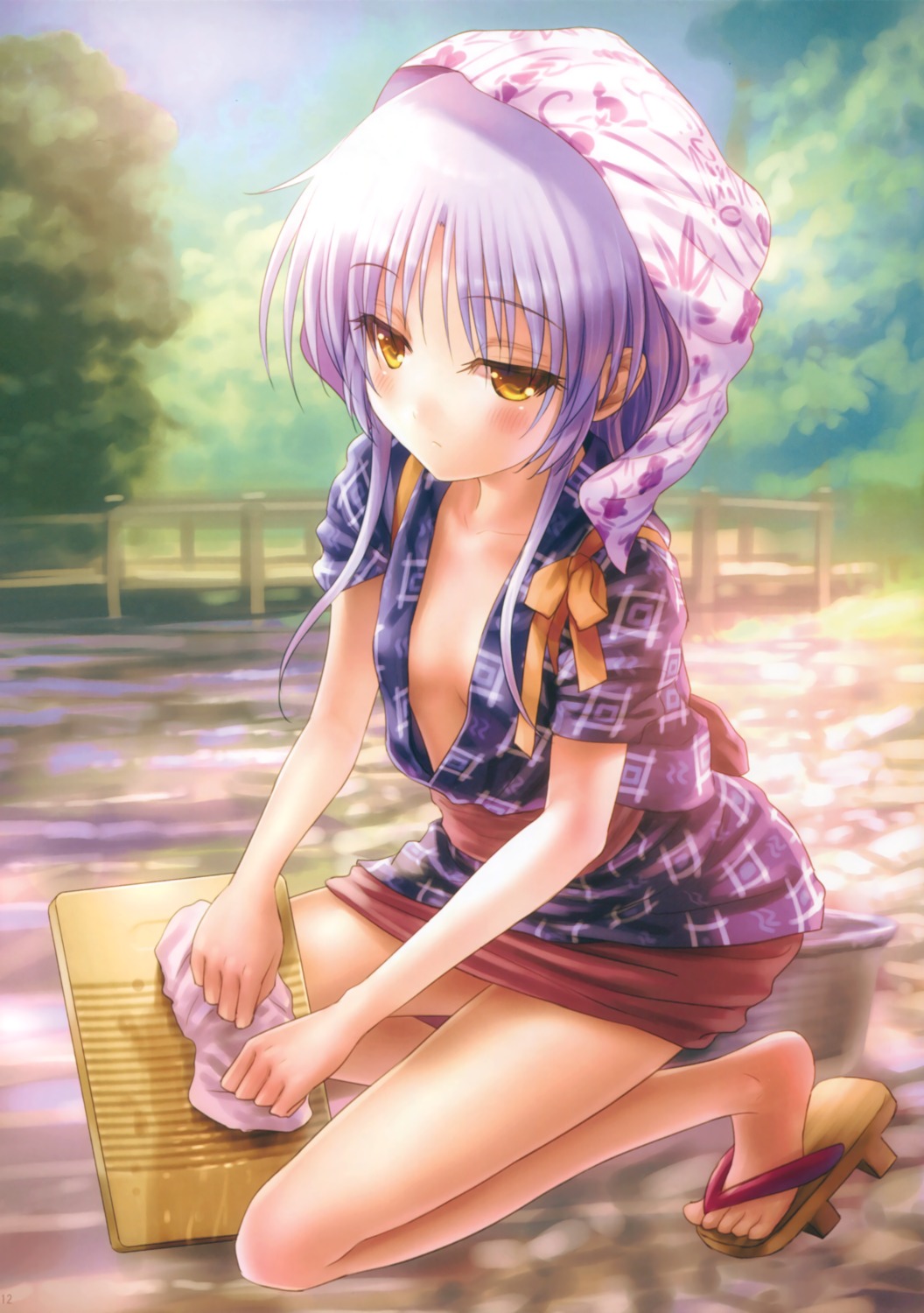 angel_beats! cleavage goto-p japanese_clothes loli mizuki-chan_club no_bra open_shirt tachibana_kanade