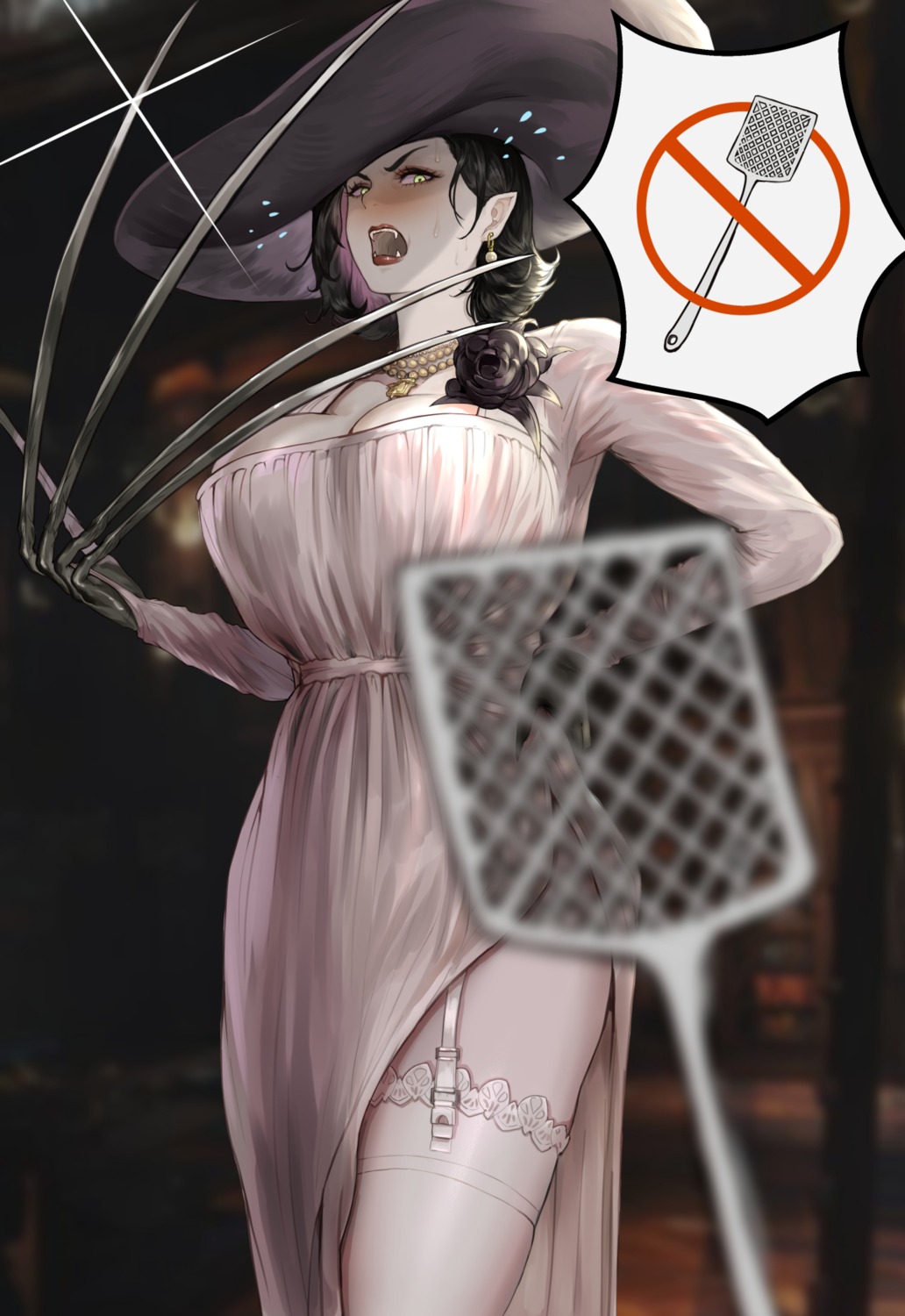 alcina_dimitrescu cleavage dress pointy_ears resident_evil resident_evil_village stockings tagme thighhighs