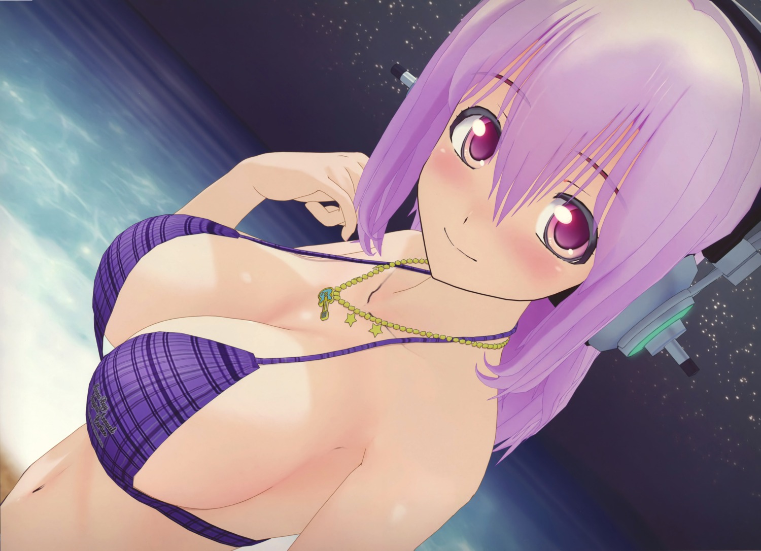 bikini_top cg cleavage headphones sonico super_sonico swimsuits tsuji_santa