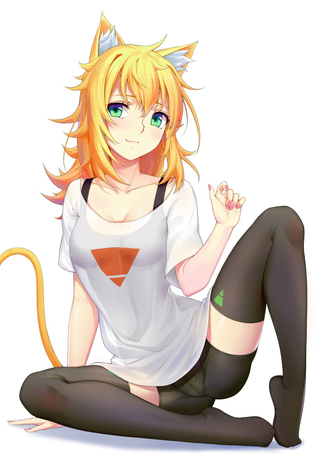 animal_ears bike_shorts cameltoe cleavage see_through sonikey0_0 tail thighhighs