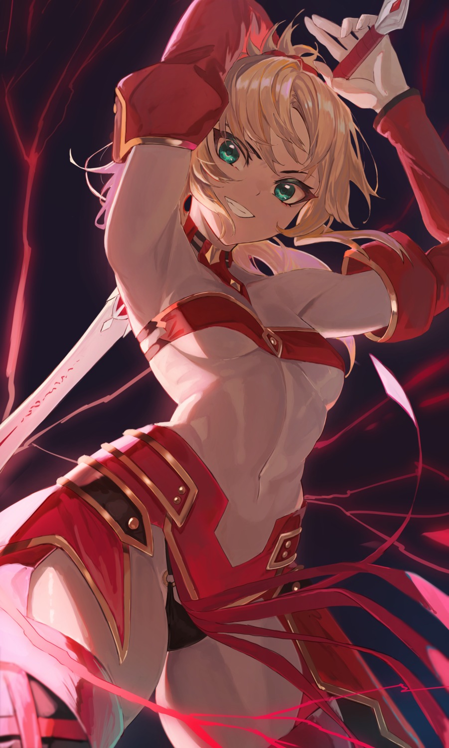 bikini_armor fate/grand_order mordred_(fate) stockings sword thighhighs you-6-11