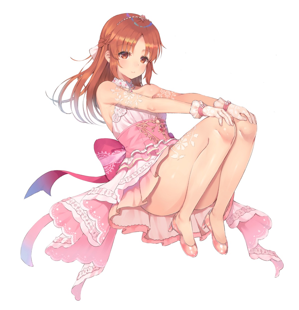 abe_nana dress heels rangen skirt_lift tattoo the_idolm@ster the_idolm@ster_cinderella_girls