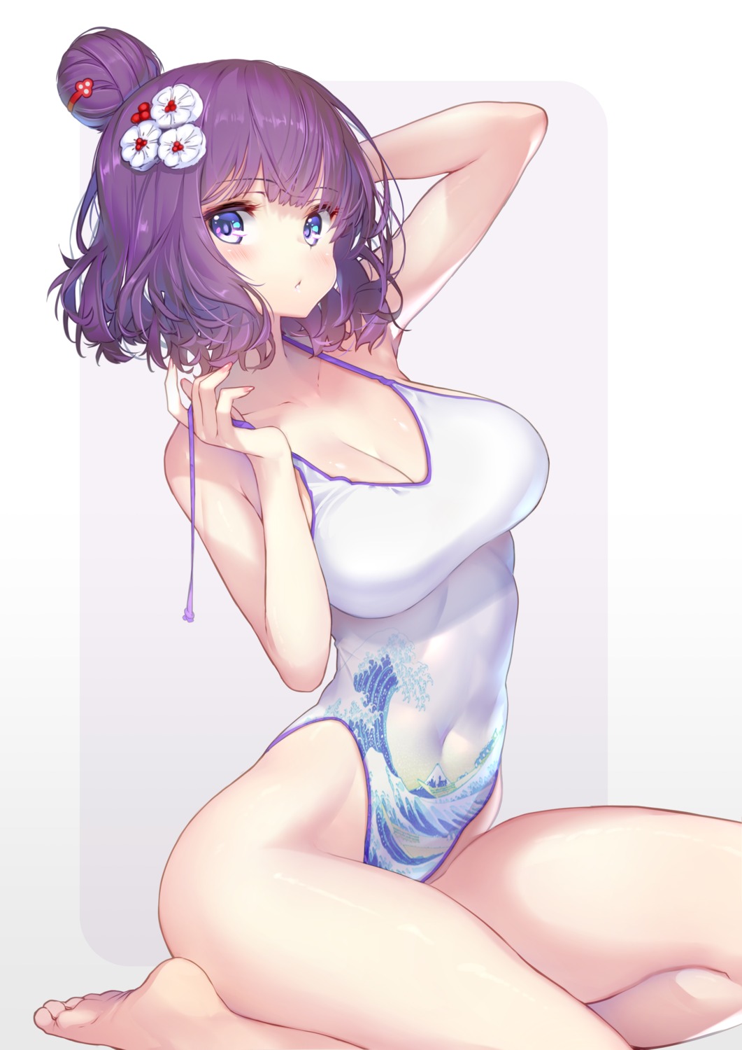 cleavage fate/grand_order hong_(white_spider) katsushika_hokusai_(fate) leotard no_bra