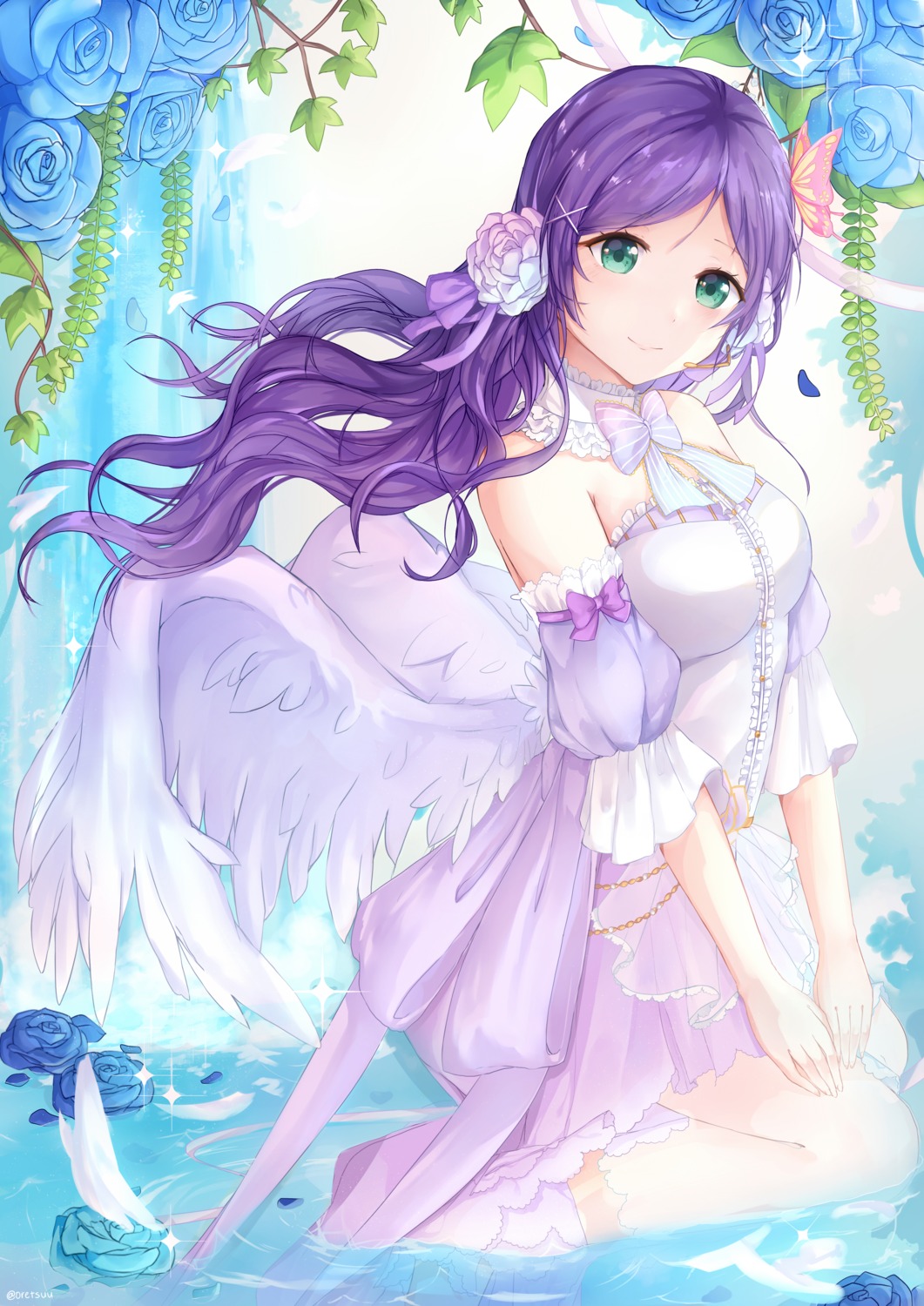 dress love_live! oretsuu toujou_nozomi wet wings