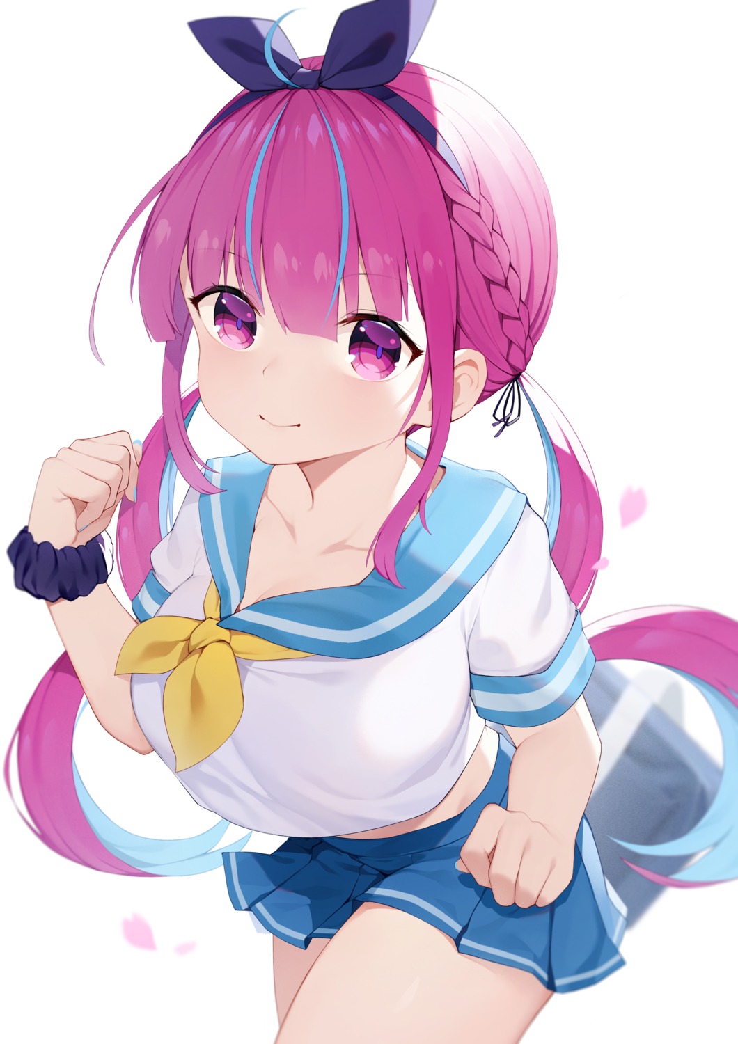 hololive minato_aqua seifuku skirt_lift toki_(1243309499)