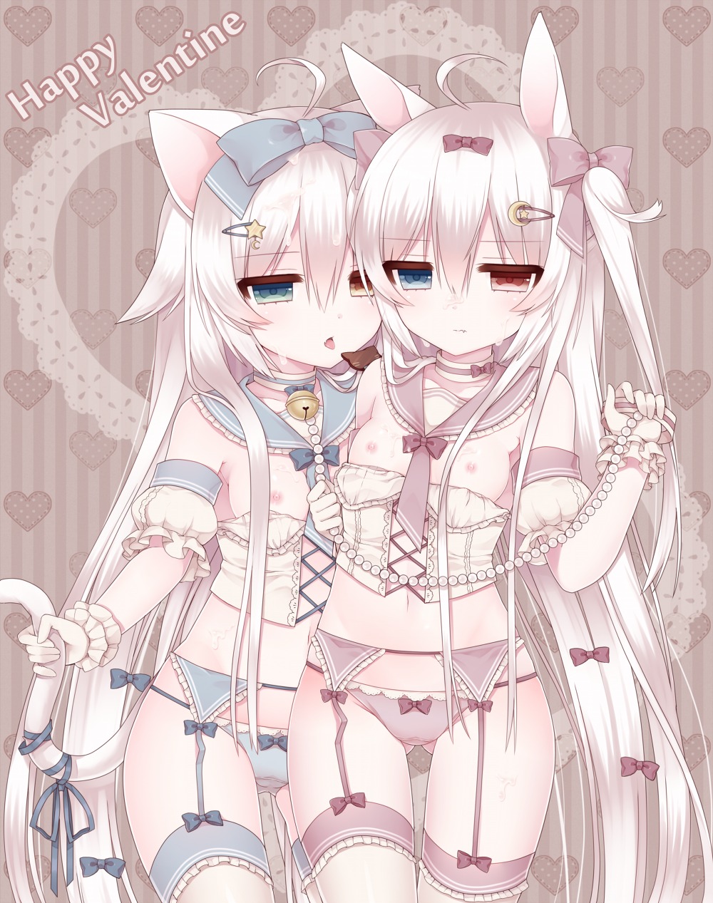 alice_claudia animal_ears breasts garter_belt heterochromia loli nipples pantsu stockings tail thighhighs tsukikage_nemu valentine