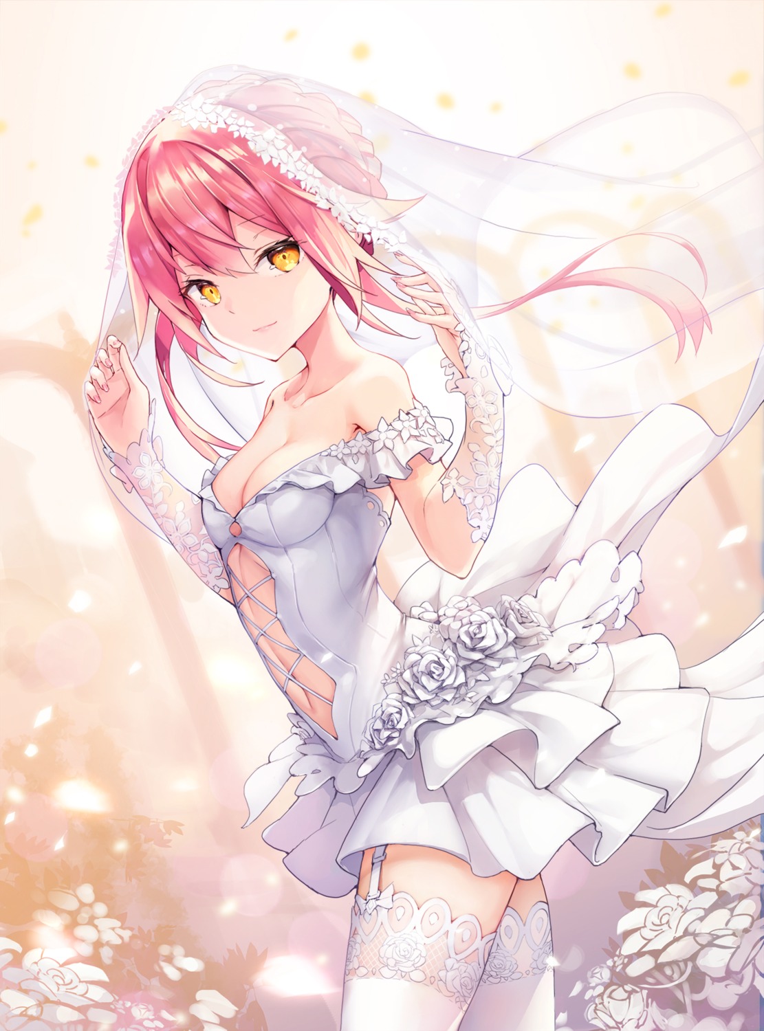 am1m brave_girl_ravens cleavage dress stockings thighhighs wedding_dress