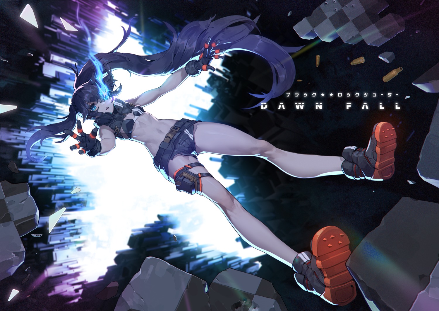 bikini_top black_rock_shooter black_rock_shooter_(character) black_rock_shooter_down_fall garter mar10 swimsuits