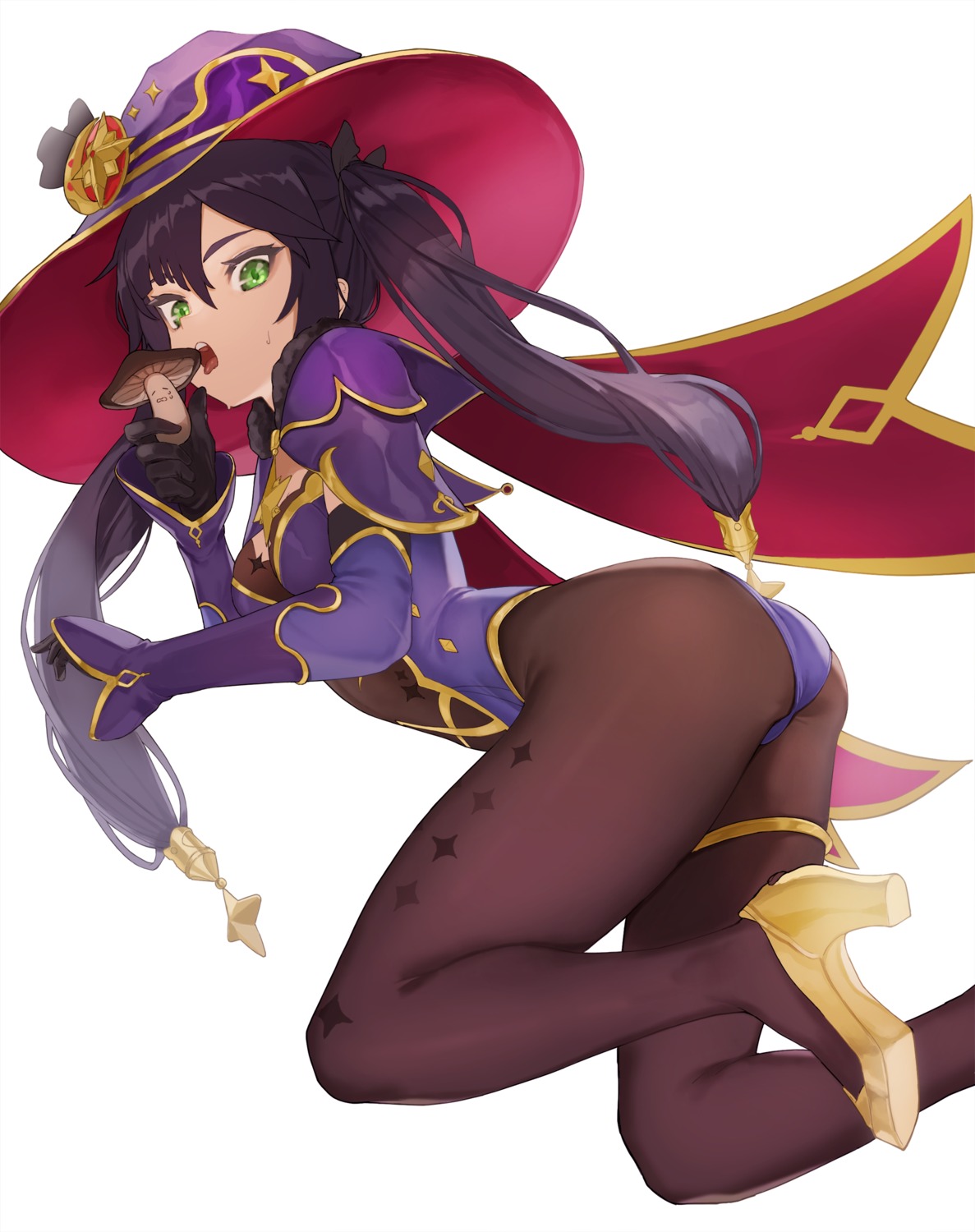 ass flasso garter genshin_impact heels leotard mona_megistus pantyhose witch