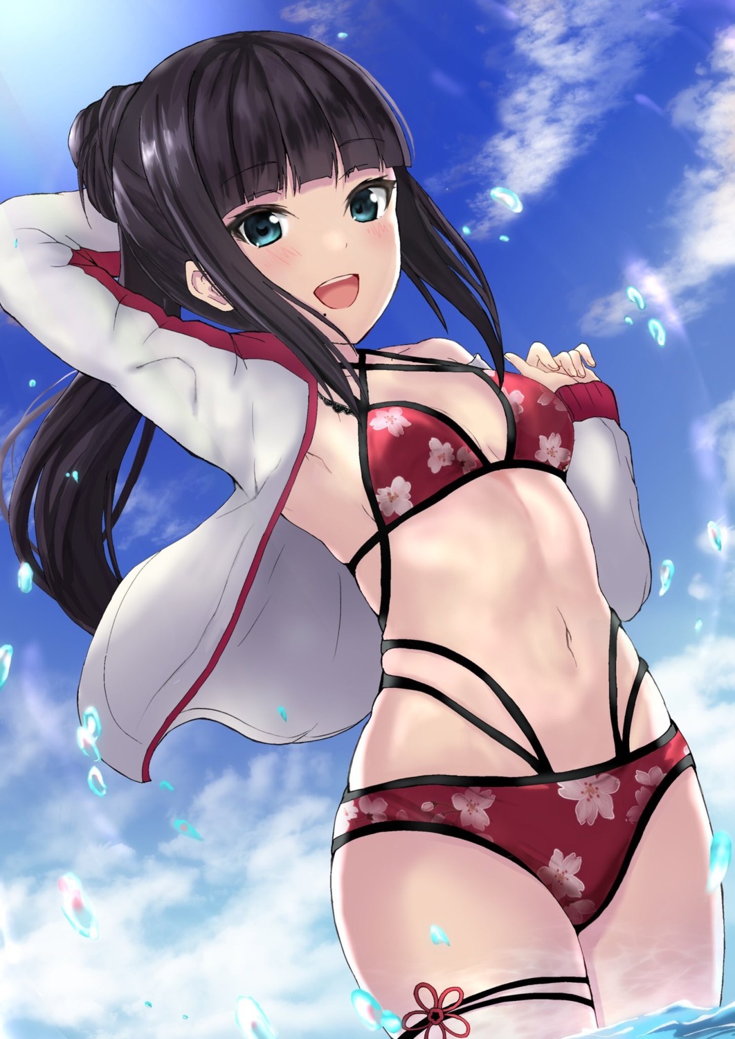 bikini cleavage garter gym_uniform hems5288 kurosawa_dia love_live!_sunshine!! open_shirt swimsuits wet