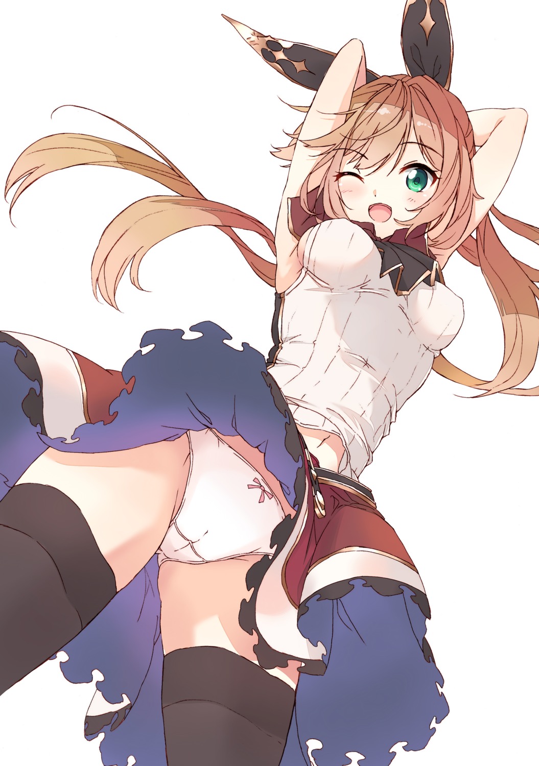 cameltoe clarisse_(granblue_fantasy) granblue_fantasy nijihashi_sora pantsu skirt_lift thighhighs