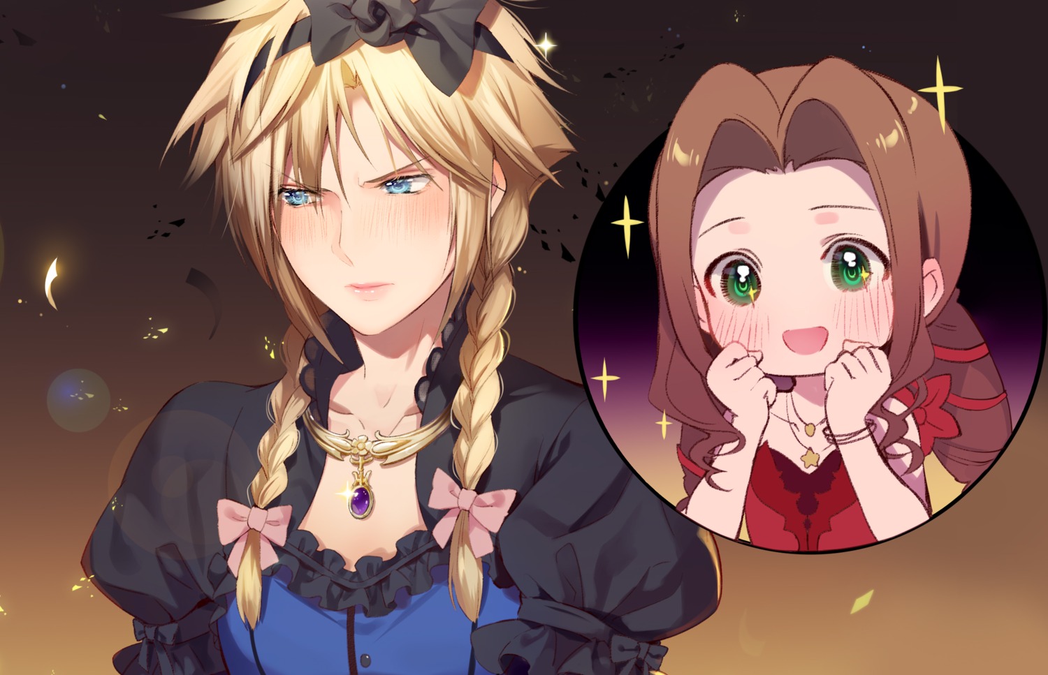 aerith_gainsborough cloud_strife crossdress final_fantasy final_fantasy_vii hmniao