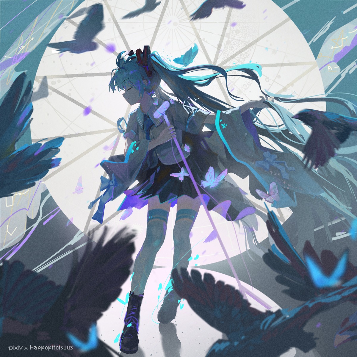 happopitoisuus hatsune_miku thighhighs vocaloid