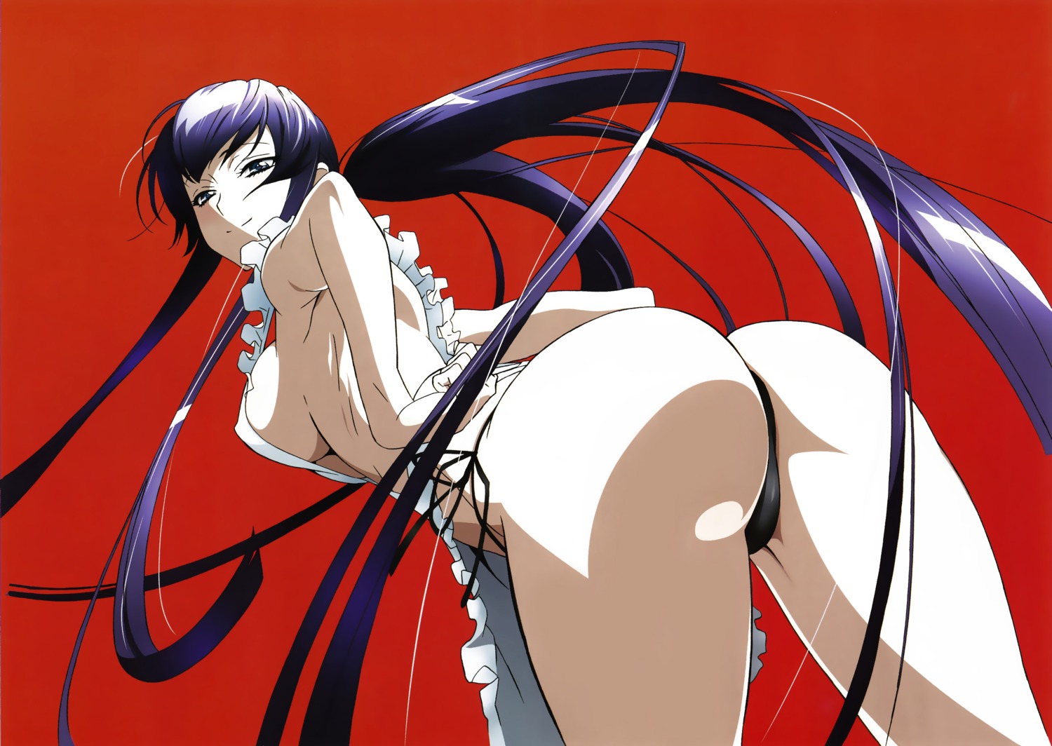 ass busujima_saeko highschool_of_the_dead naked_apron pantsu underboob