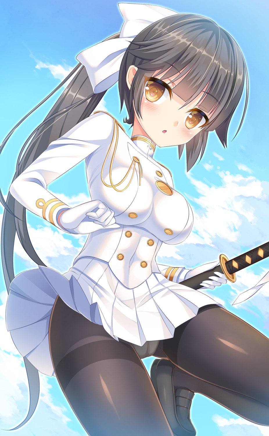 azur_lane cameltoe pantsu pantyhose sword takao_(azur_lane) umitonakai uniform