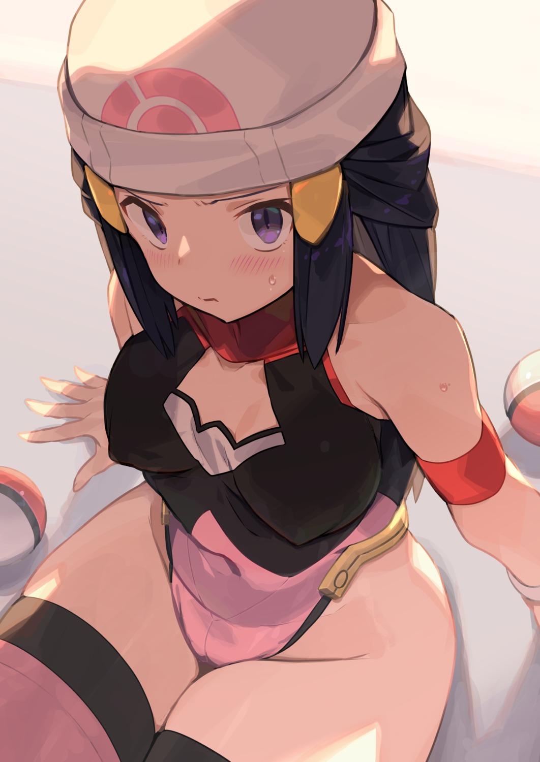 cameltoe cleavage erect_nipples hikari_(pokemon) leotard pokemon pokemon_bdsp pokemon_dppt spring20134 thighhighs