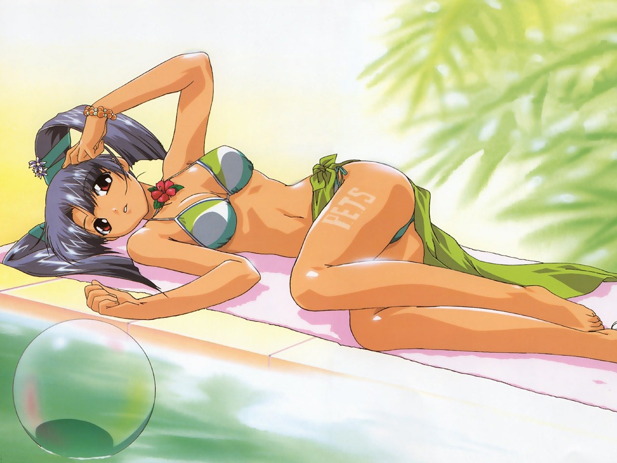 bikini cleavage feet kobayashi_takashi swimsuits tan_lines tenshi_no_shippo usagi_no_mika