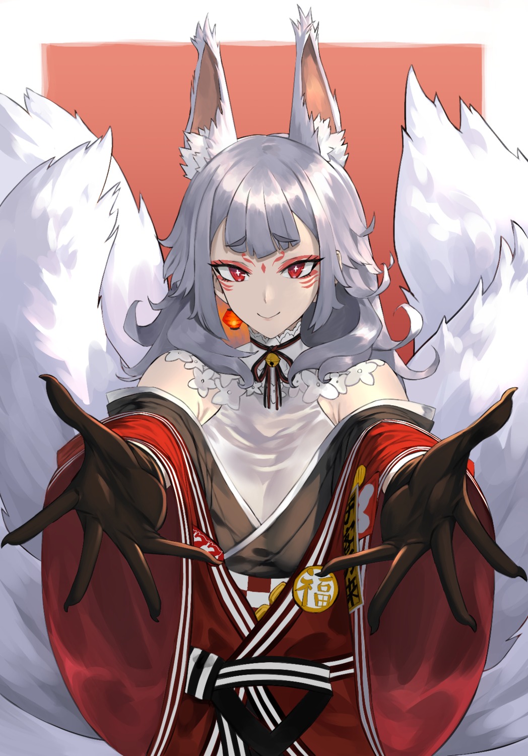 animal_ears japanese_clothes kitsune nijisanji shou_illust tail