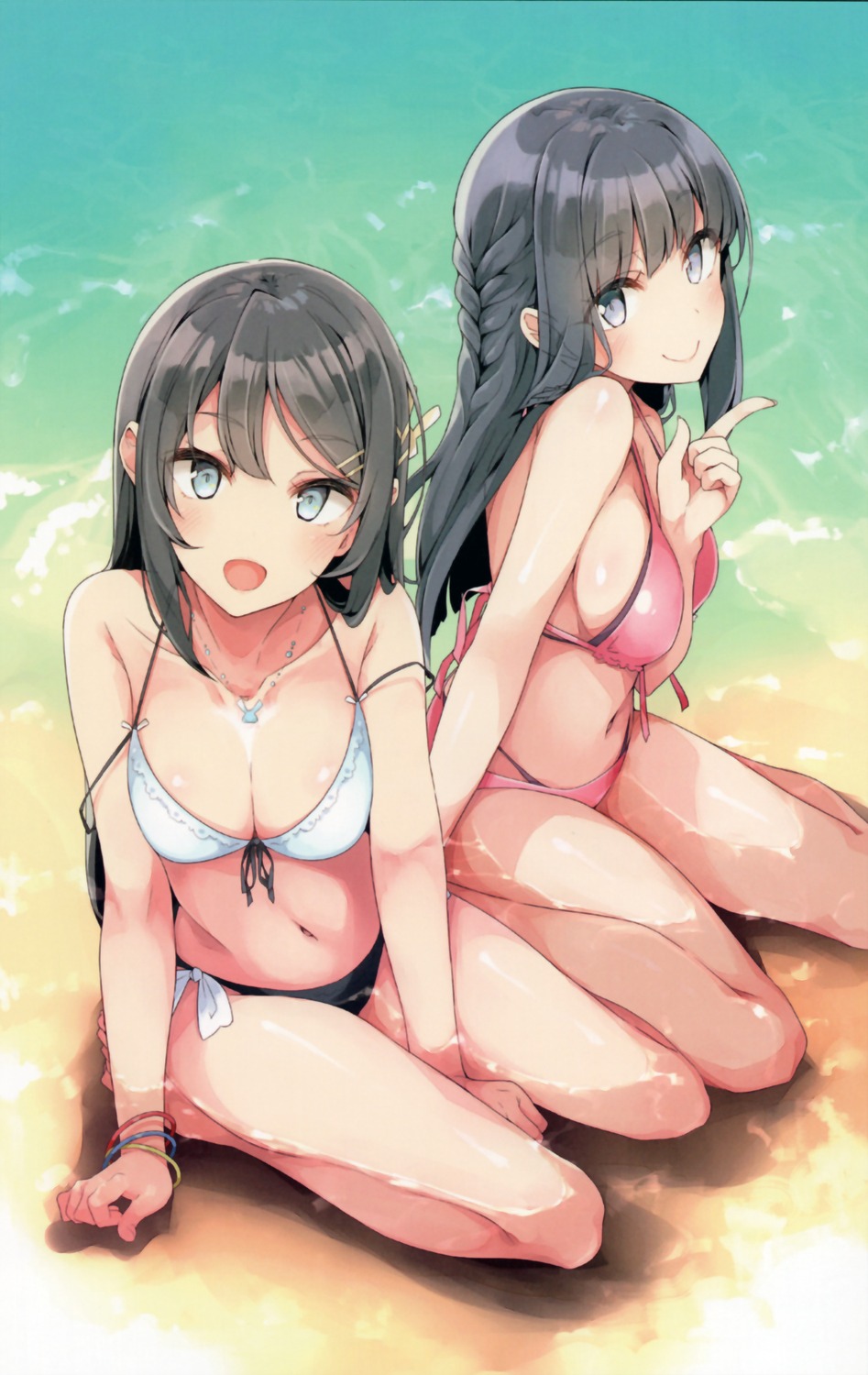 bikini cleavage makinohara_shouko mizoguchi_keiji ntype sakurajima_mai seishun_buta_yarou swimsuits wet