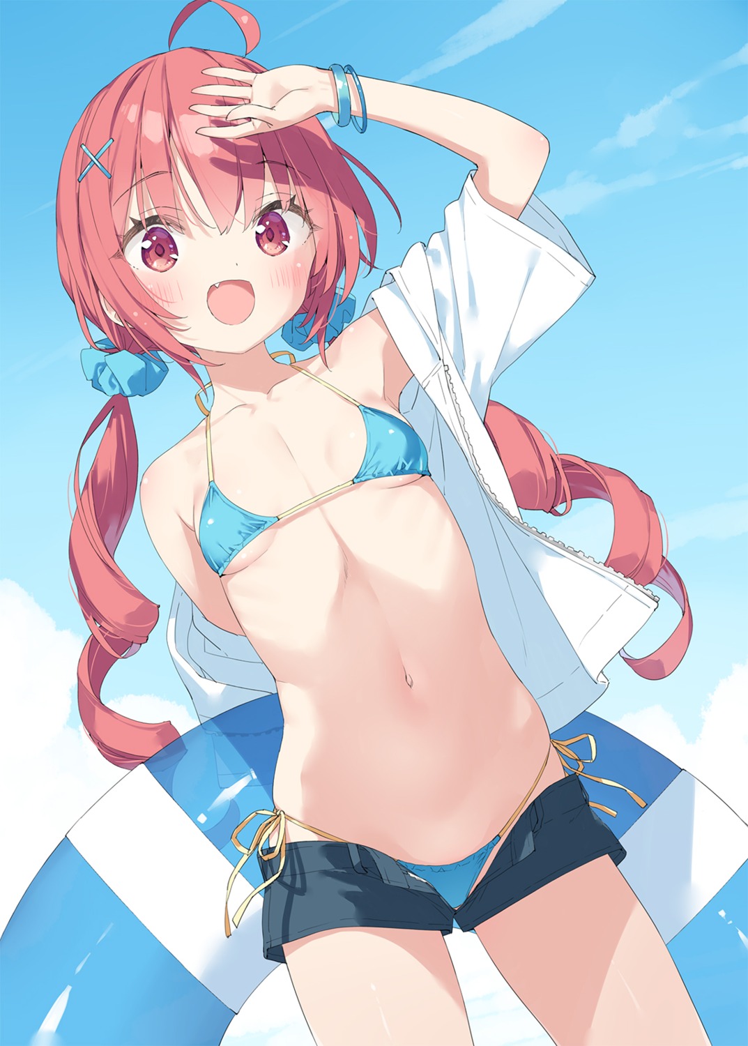 bikini hazuki_watora kani_biimu loli open_shirt swimsuits