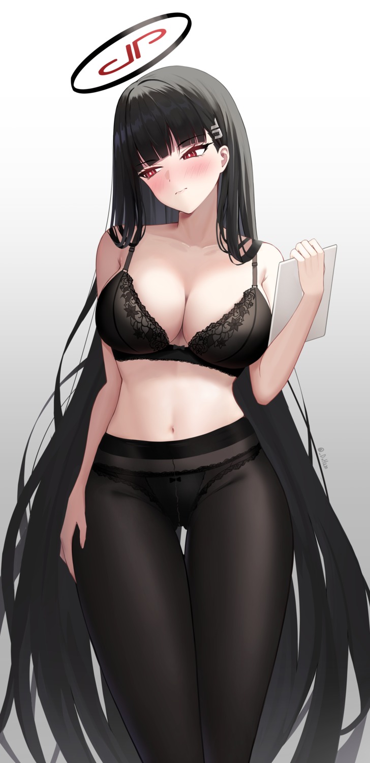 blue_archive bra doham halo pantsu pantyhose see_through tsukatsuki_rio