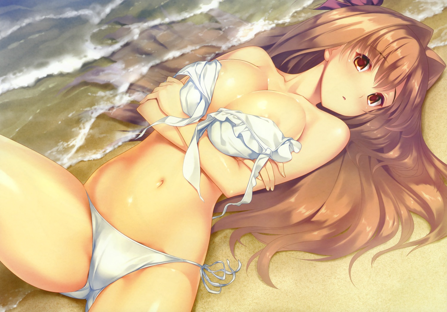 akatsuki_shion areola bikini breast_hold cleavage d-eve_in_you fixed gokokukyou swimsuits twinkle