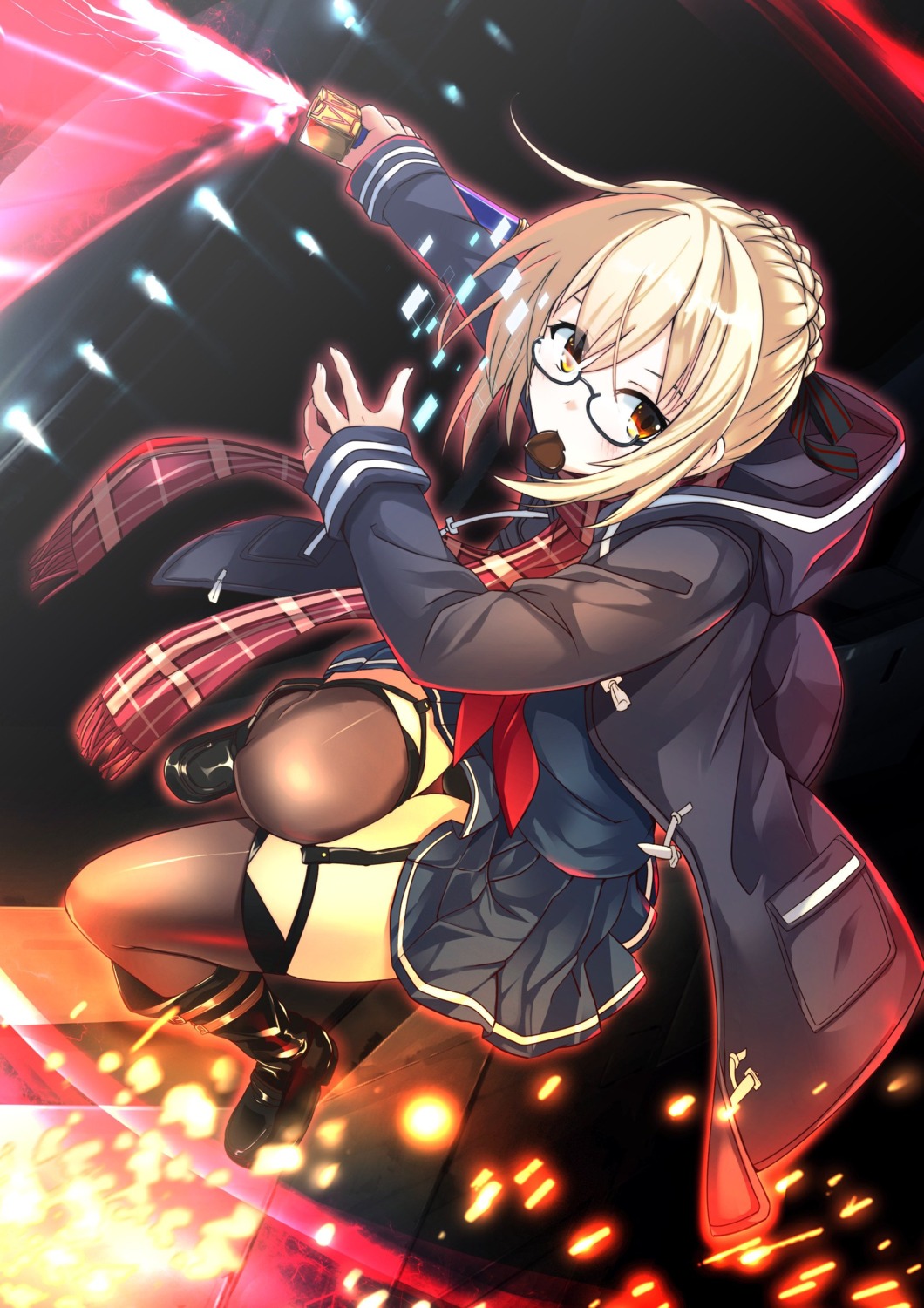 fate/grand_order heroine_x_alter megane saiki_rider seifuku stockings thighhighs