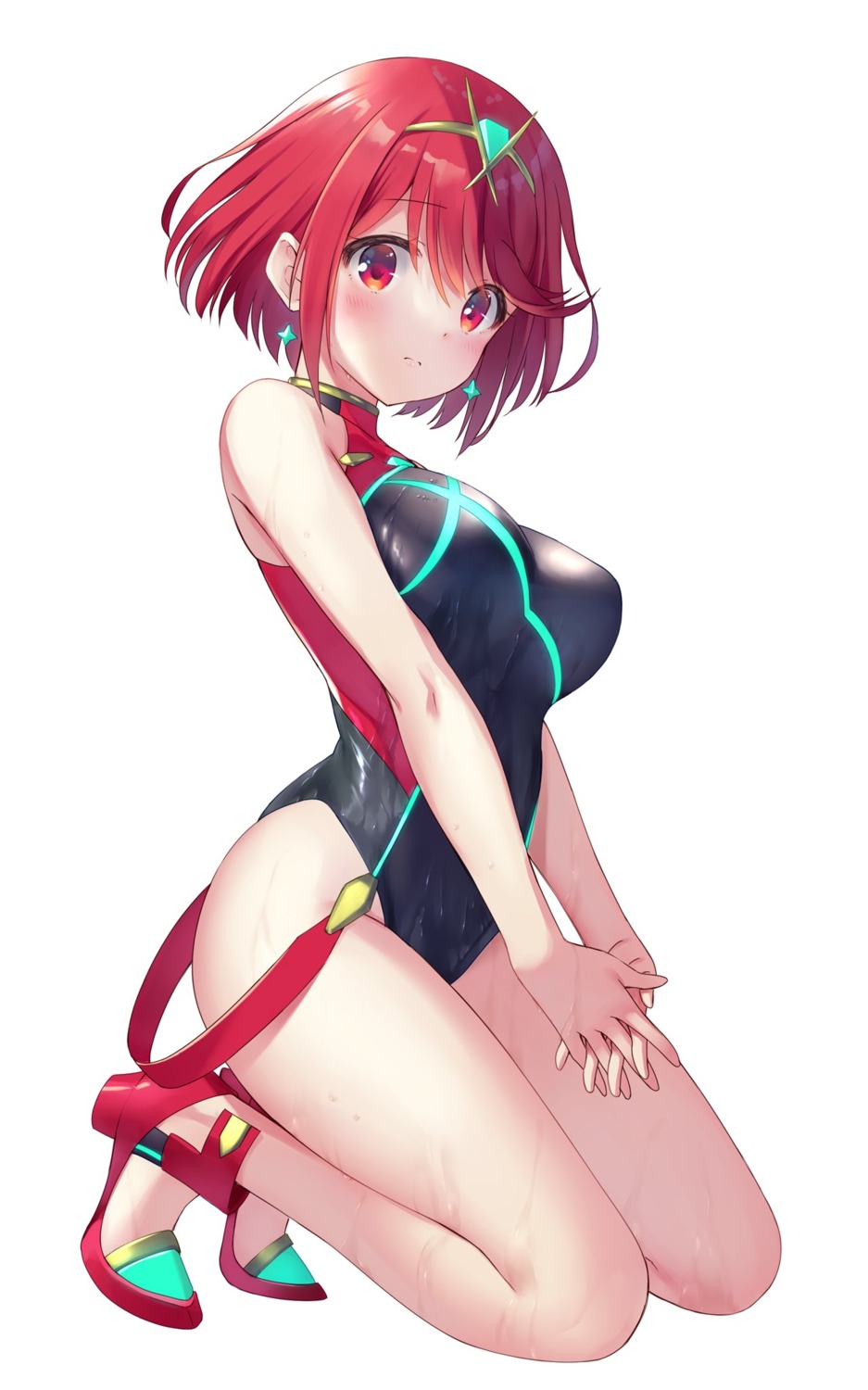 heels homura_(xenoblade_2) na-ga swimsuits wet xenoblade xenoblade_chronicles_2