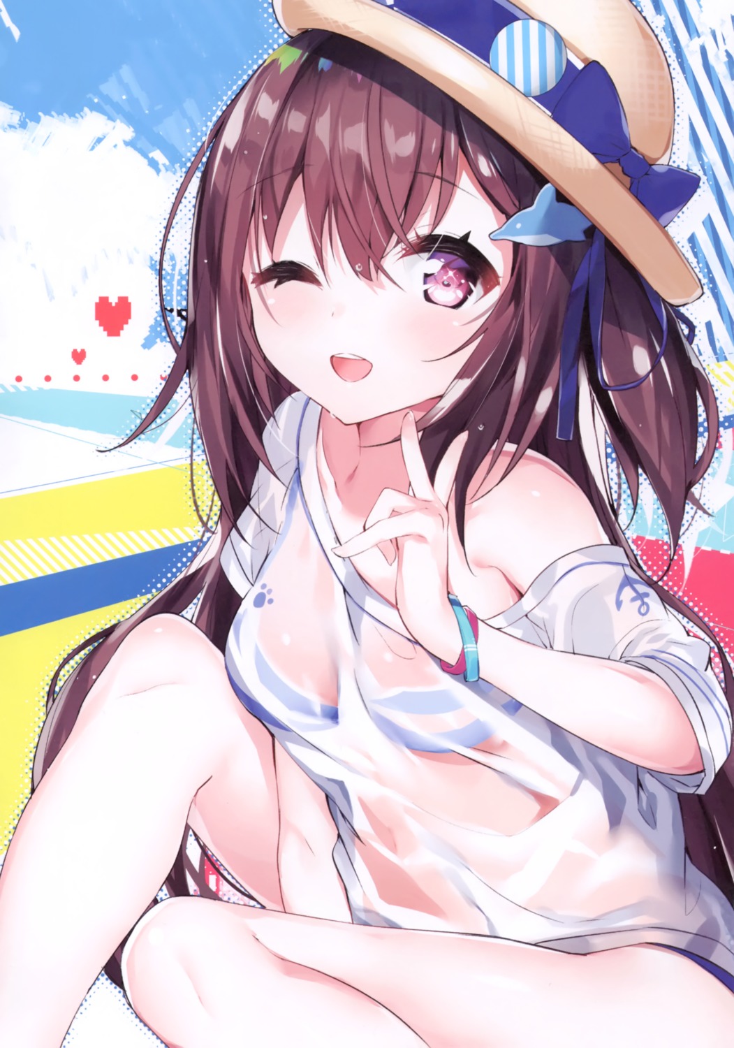 bikini kamioka_chiroru see_through swimsuits wet_clothes