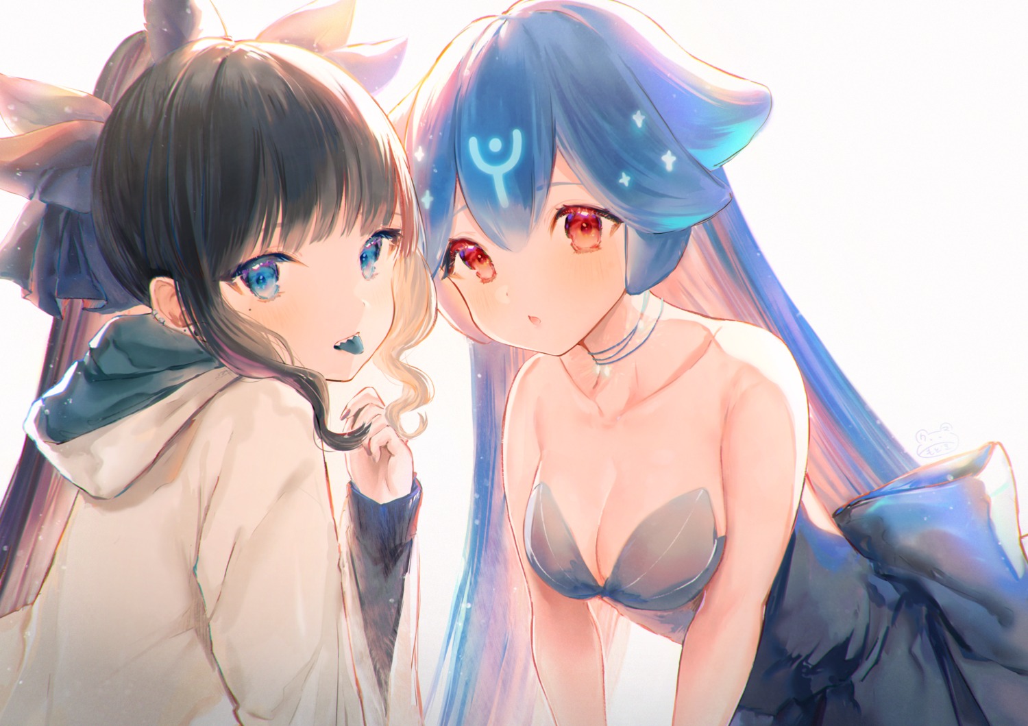 artemis_of_the_blue atelier_live bao_(vtuber) cleavage crossover dress indie_virtual_youtuber modoki_kuma no_bra