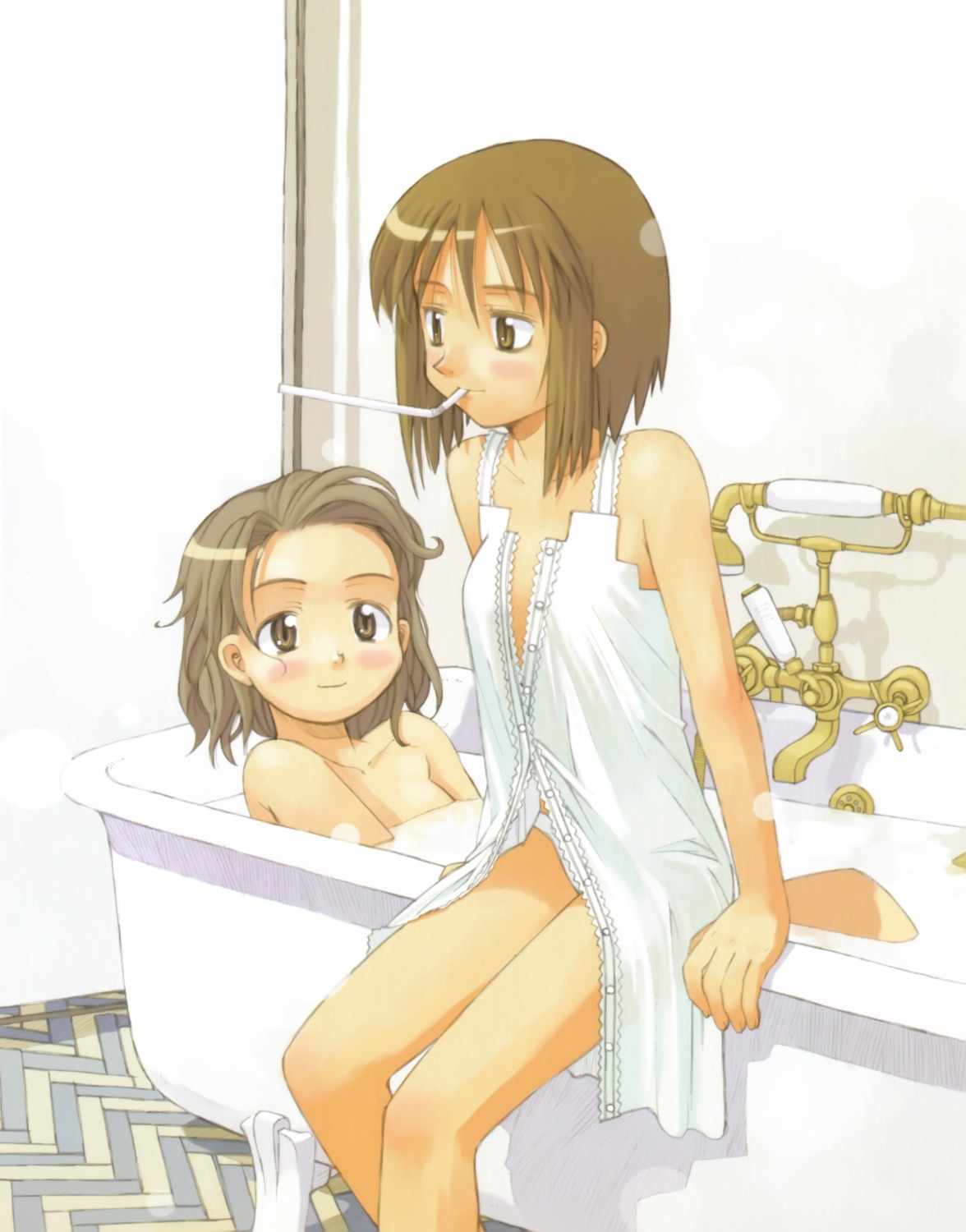 bathing kuroboshi_kouhaku lingerie loli naked no_bra open_shirt pantsu