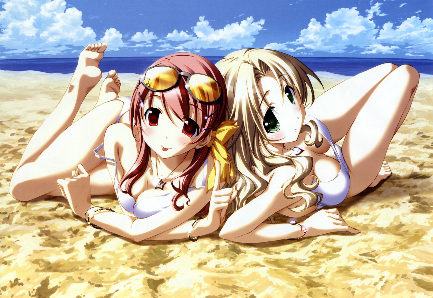 ashita_no_kimi_to_au_tame_ni bikini cleavage feet fixed kurashima_tomoyasu swimsuits wakamiya_asuka yuugiri_ruriko