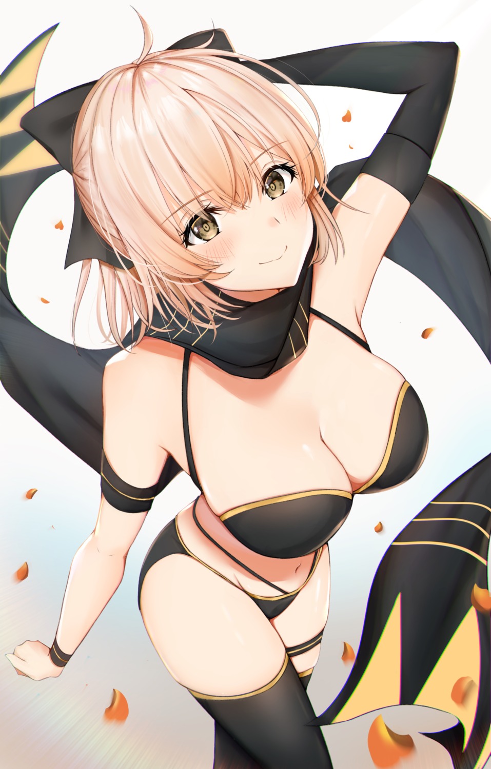 bikini fate/grand_order garter okita_souji_(fate) swimsuits thighhighs uiri-na