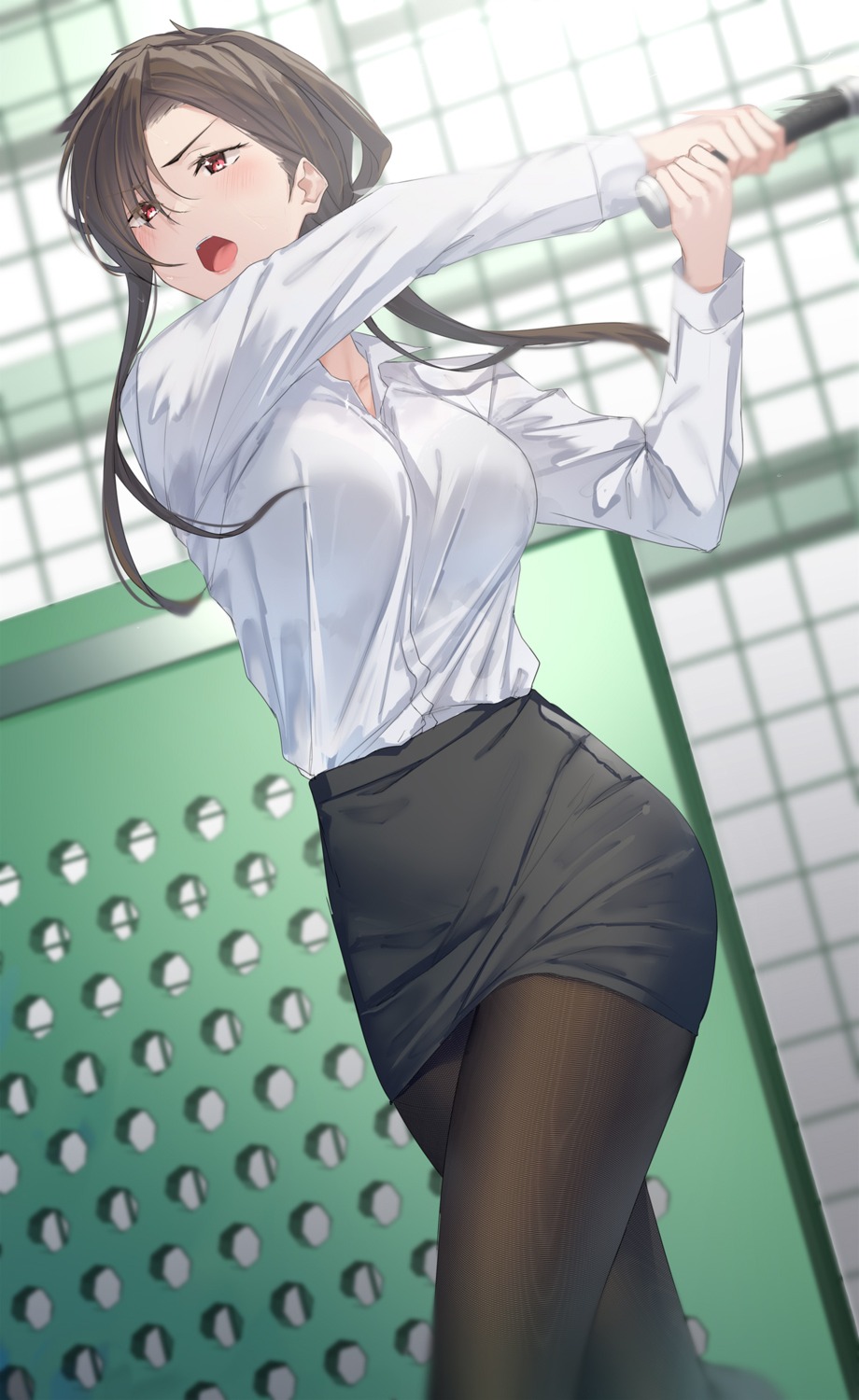 baseball dress_shirt kazaoka_mari pallad pantyhose white_album white_album_2