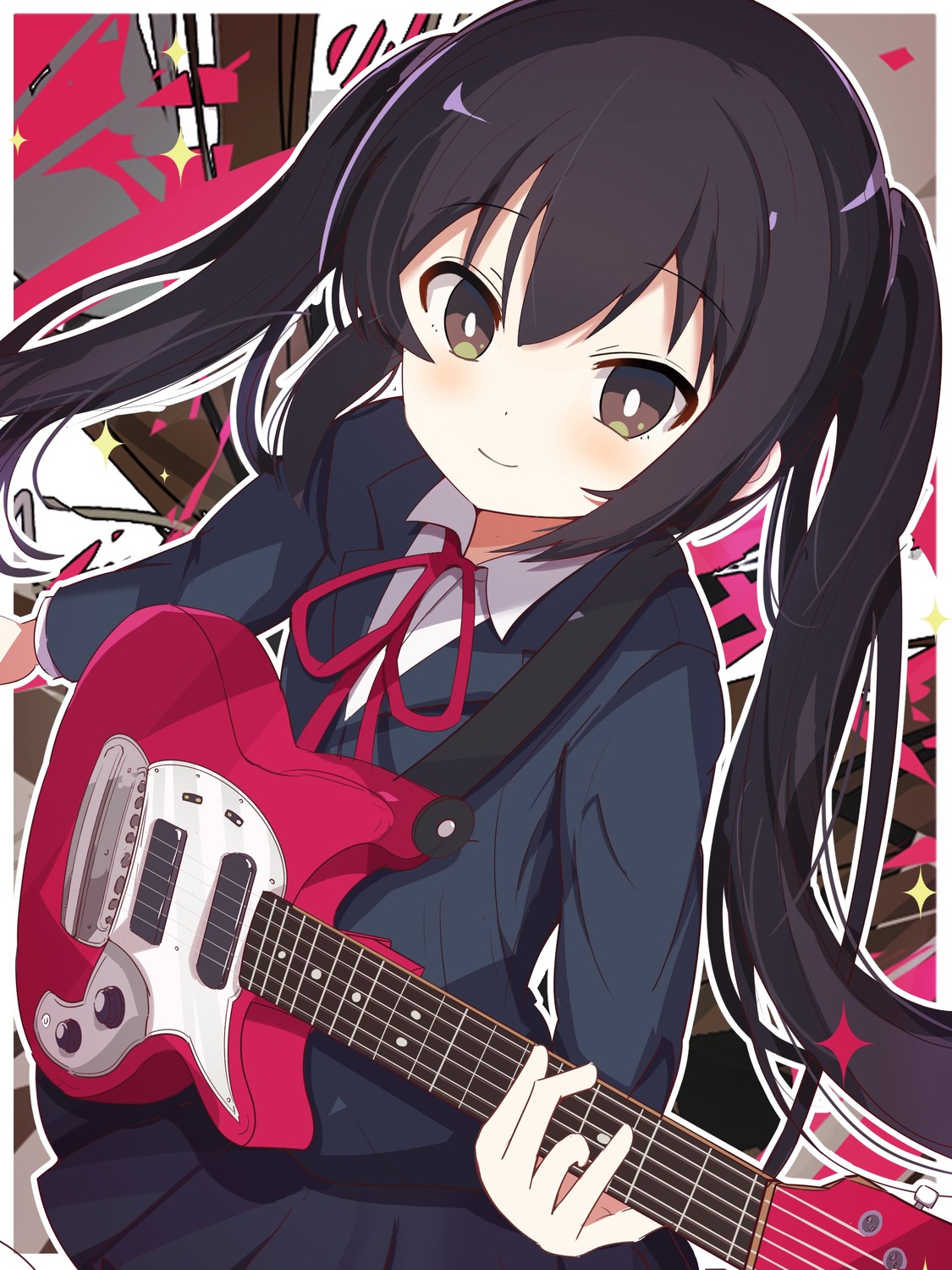 chamoraile guitar k-on! nakano_azusa seifuku