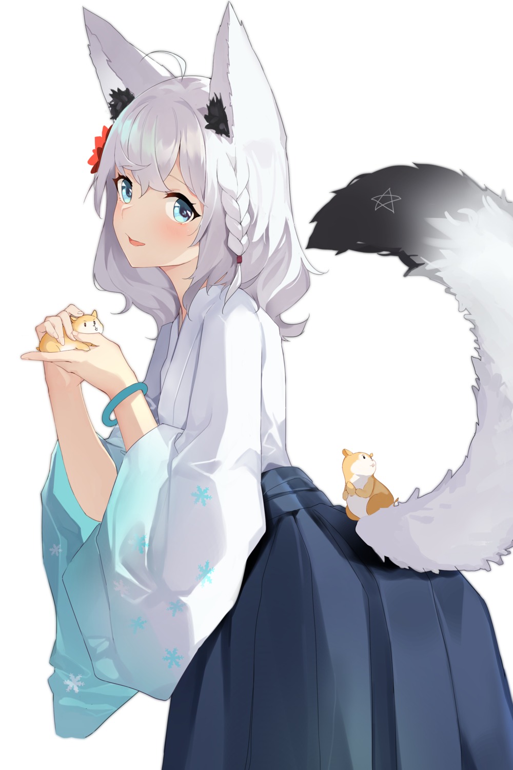 animal_ears hololive hololive_gamers japanese_clothes kitsune meng_ge_3_(565571710) shirakami_fubuki tail