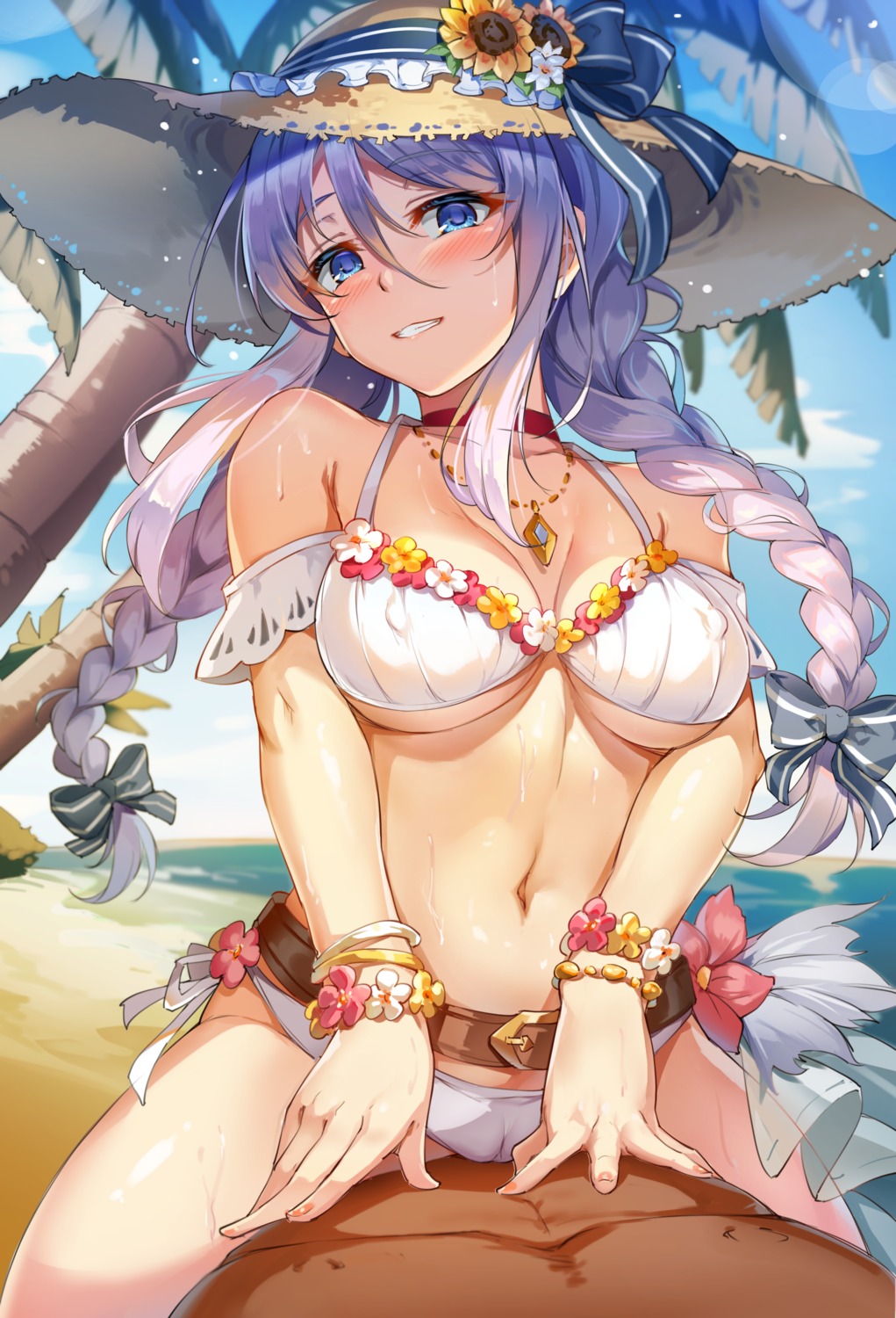 bikini cameltoe erect_nipples hoshino_shizuru miazi princess_connect princess_connect!_re:dive see_through swimsuits wet