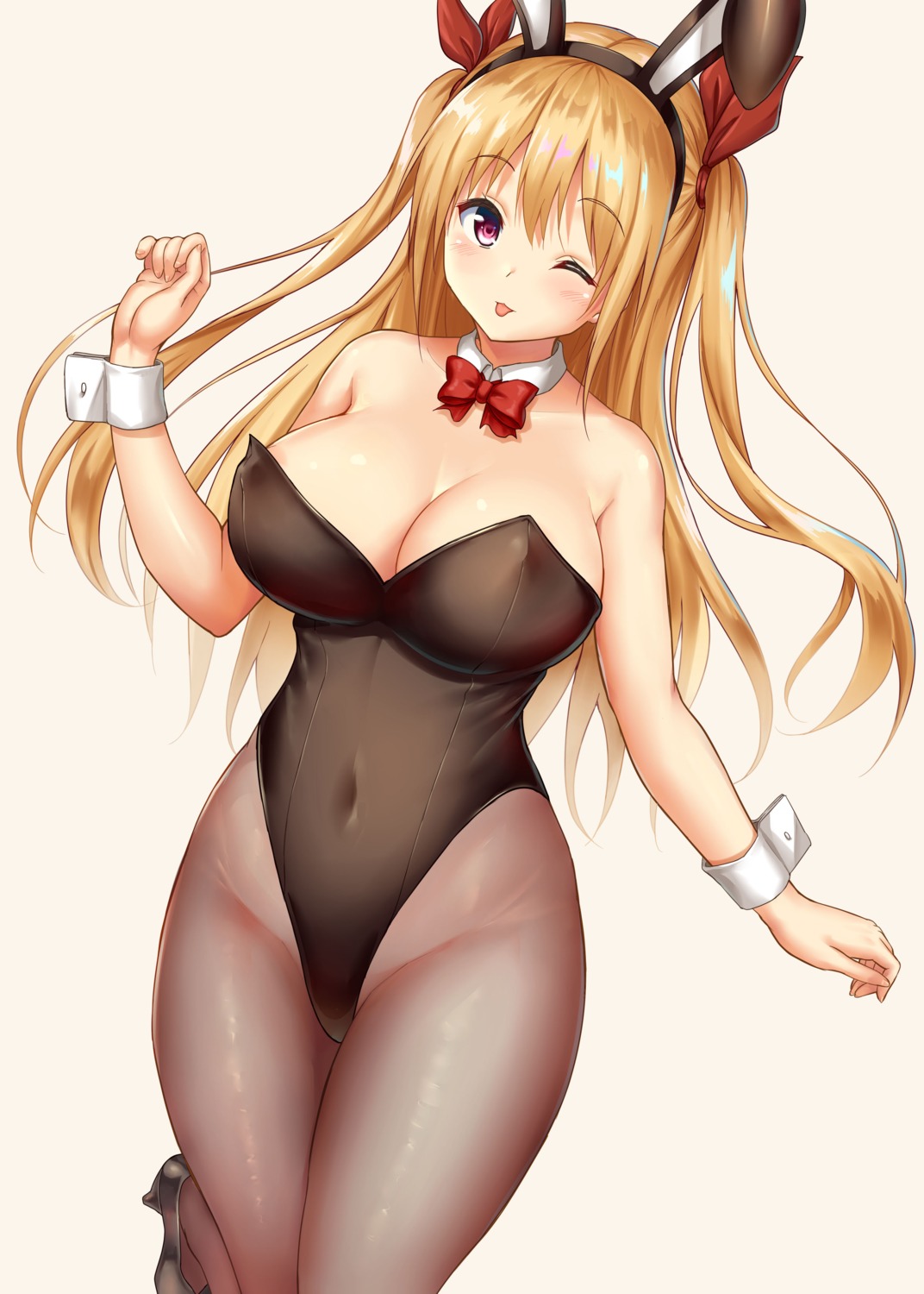 animal_ears areola bunny_ears bunny_girl erect_nipples heels no_bra pantyhose uehiro wardrobe_malfunction