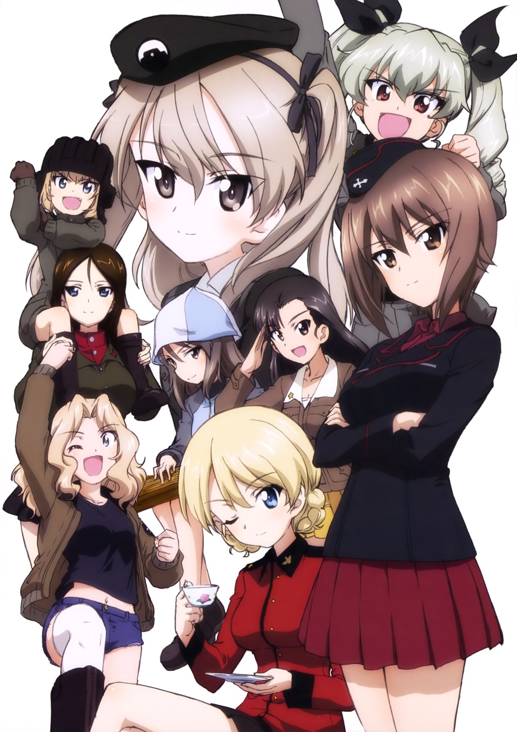 Girls Und Panzer Anchovy Darjeeling Katyusha Kay Girls Und Panzer Mika Girls Und Panzer Nishi Kinuyo Nishizumi Maho Nonna Shimada Arisu Thighhighs Uniform Yande Re