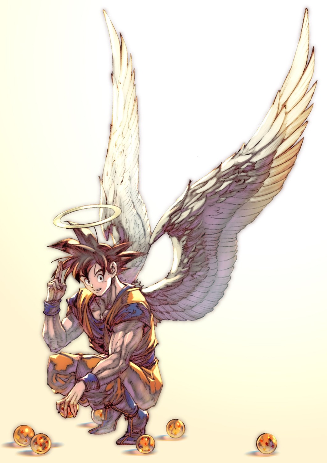 angel dragon_ball kazama_raita male son_goku wings