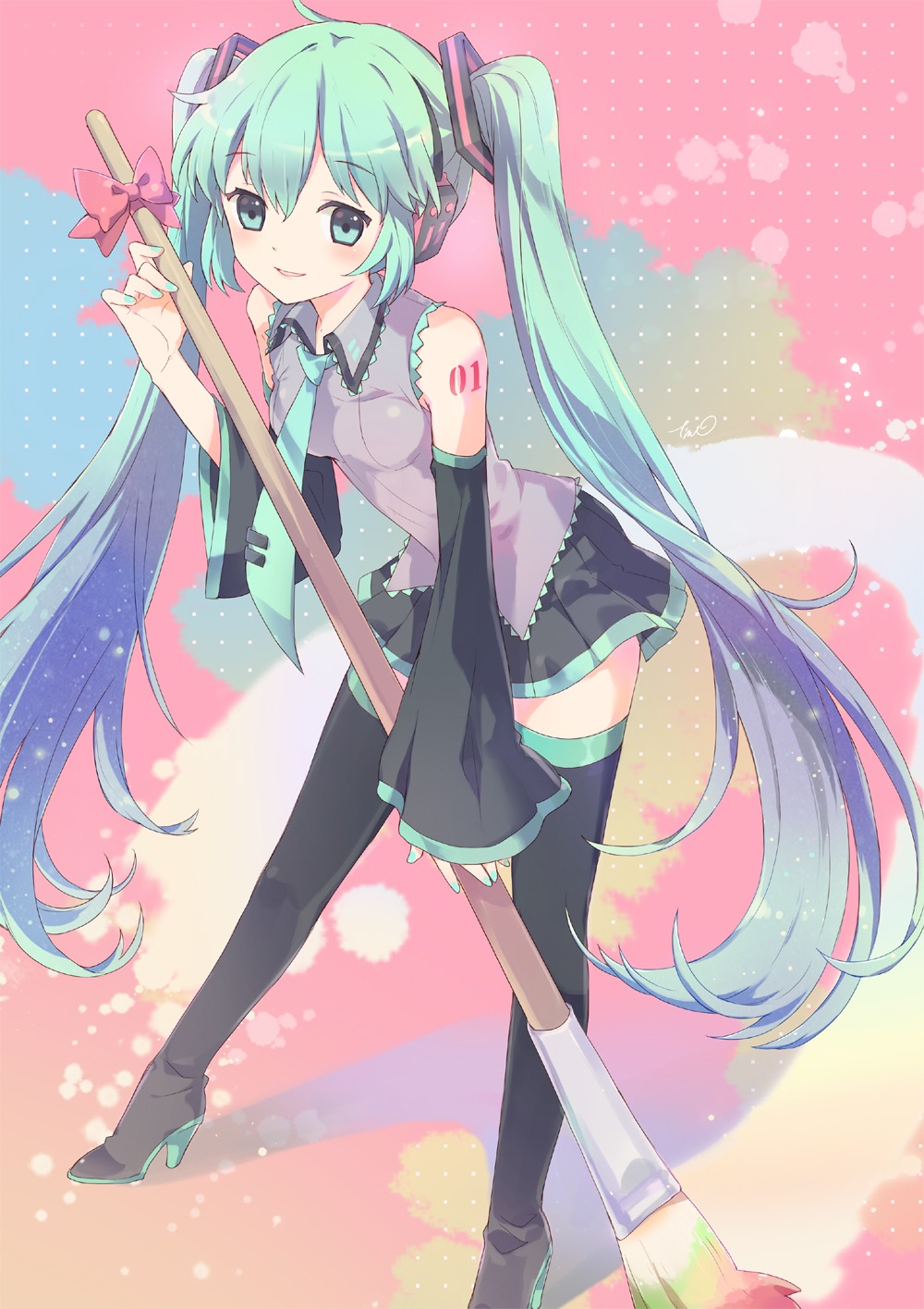 hatsune_miku thighhighs tiru vocaloid