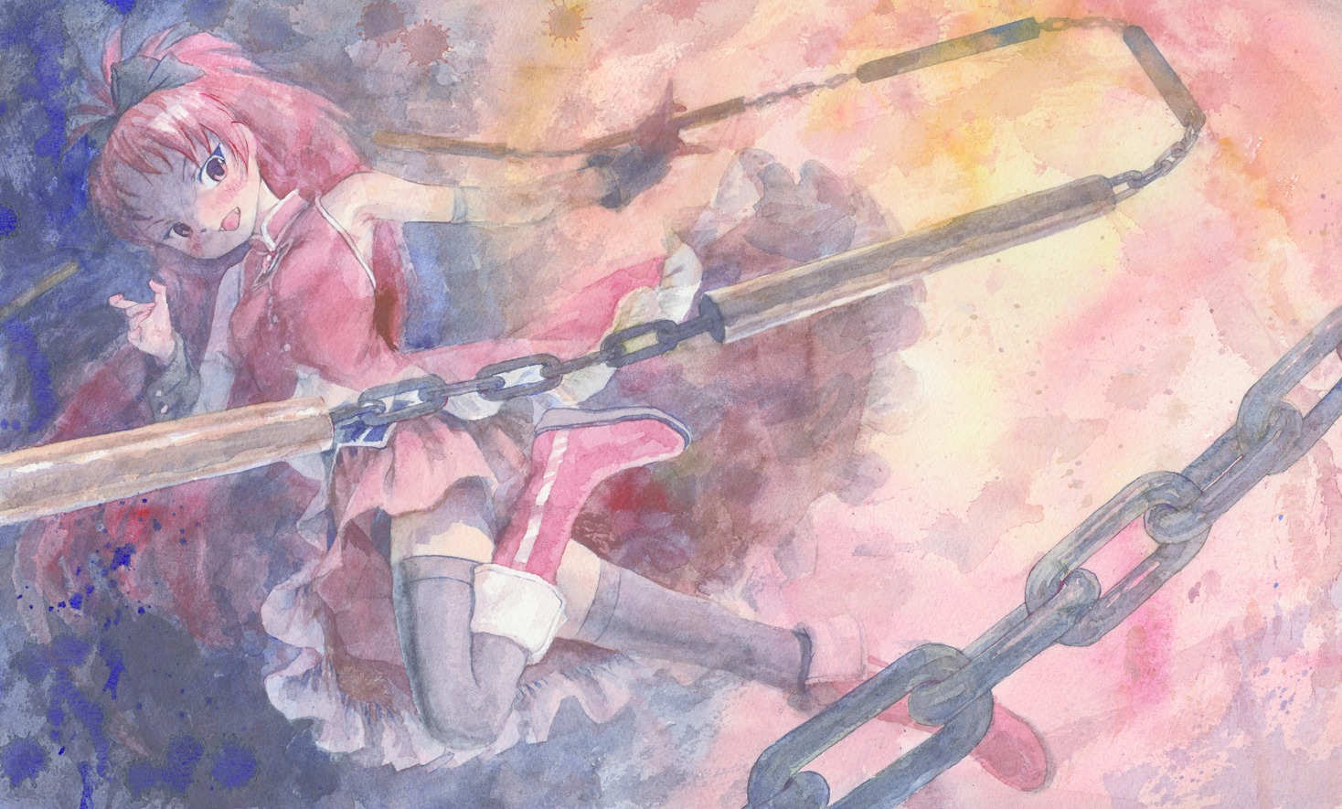 mahou_shoujo_madoka_magica misawa_hiroshi sakura_kyouko thighhighs weapon