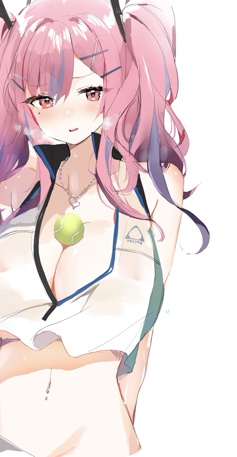 areola azur_lane bremerton_(azur_lane) hoeru_tarou no_bra nopan see_through sketch tennis wet_clothes