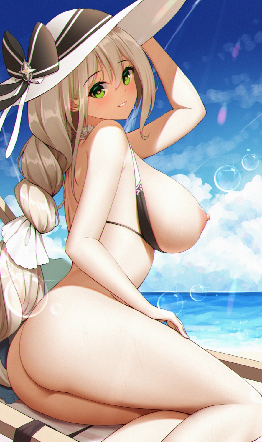 aquila_(azur_lane) ass azur_lane bikini_top bottomless breasts laoan nipples swimsuits