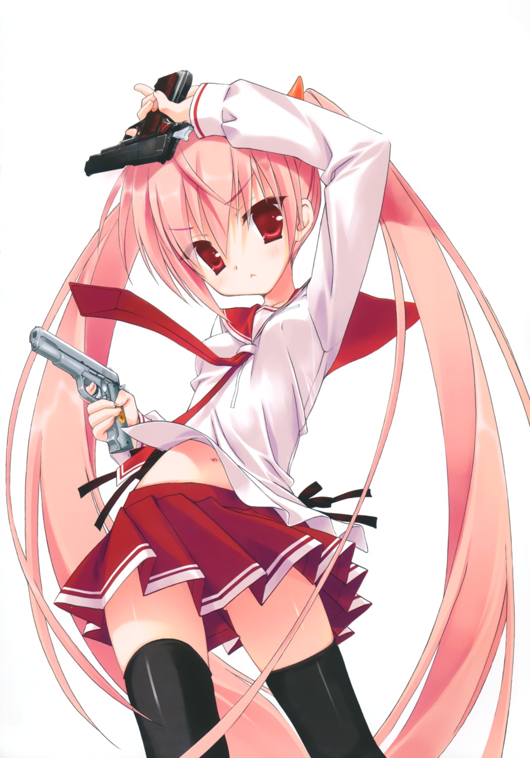 gun hidan_no_aria kanzaki_h._aria kobuichi seifuku thighhighs