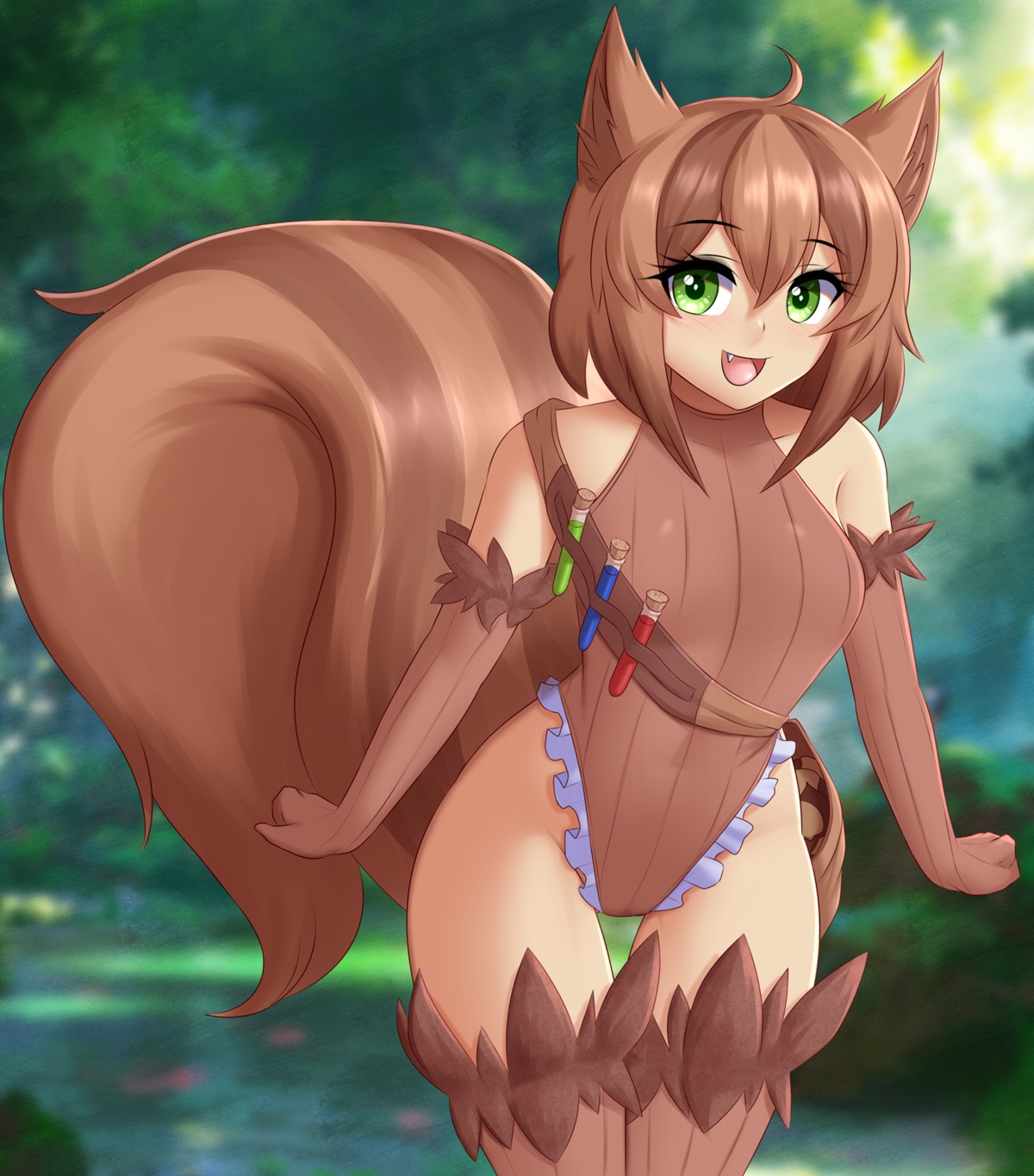 animal_ears leotard monster_girl tail thighhighs twistedscarlett60