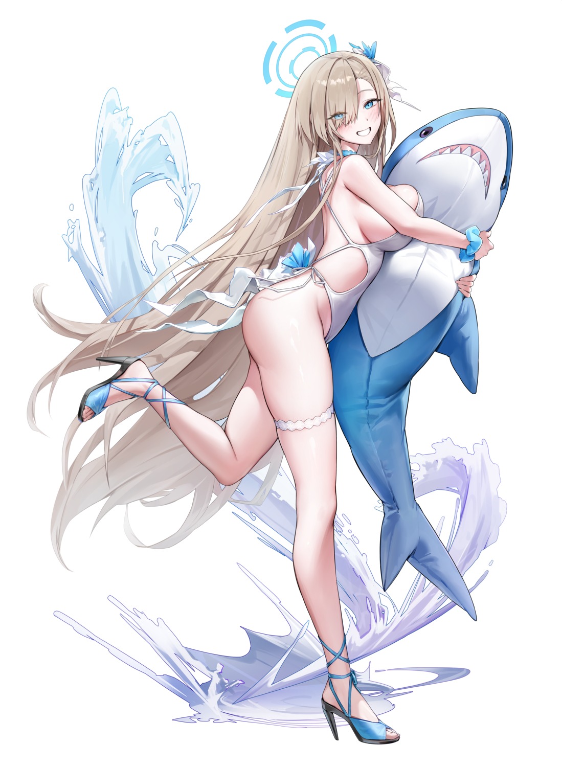 blue_archive garter halo heels ichinose_asuna murabana44 swimsuits